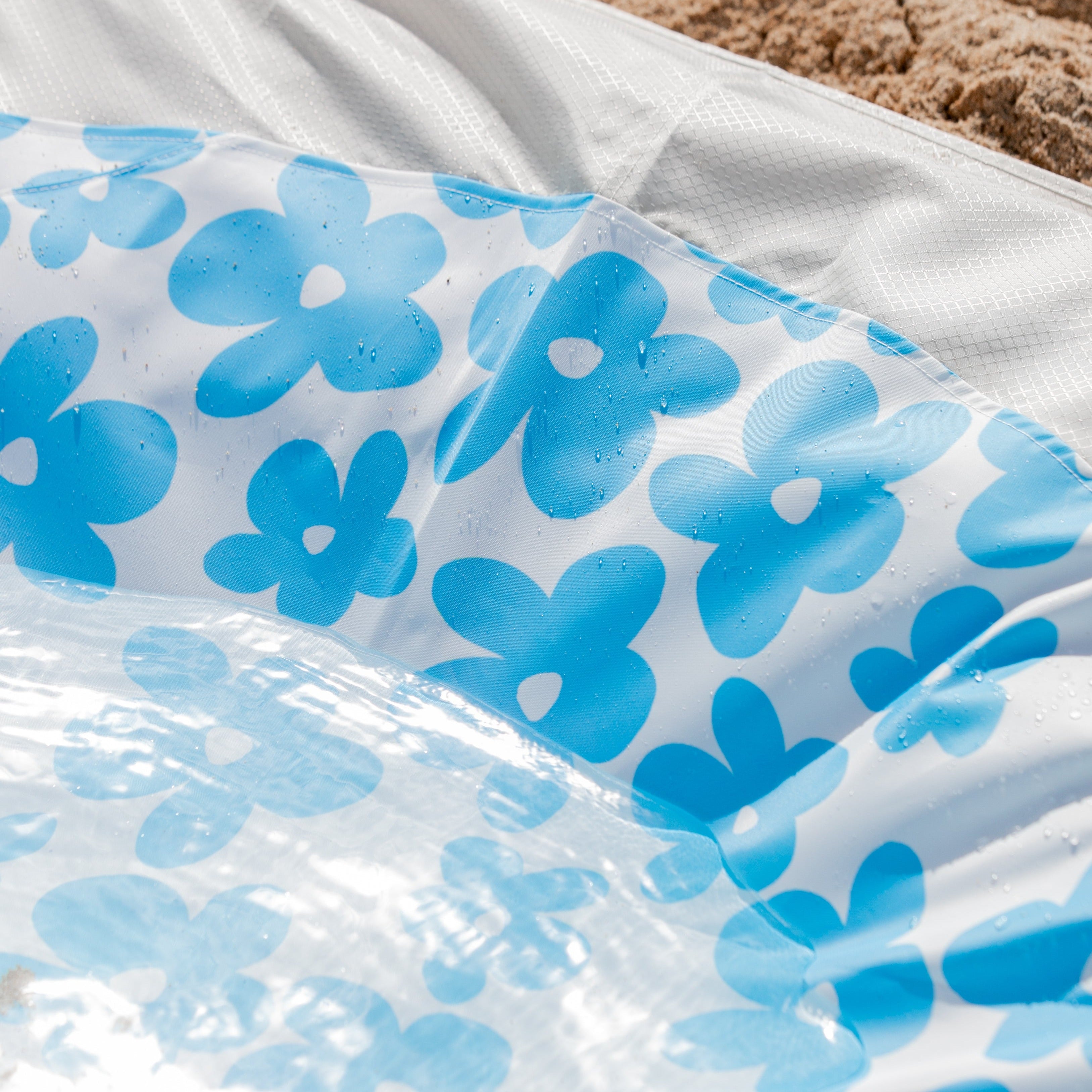 Blue Flowers Beach Puddle
